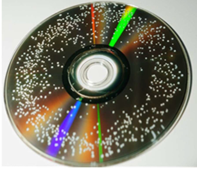 Example of severe corrosion in reflective layer of a disc