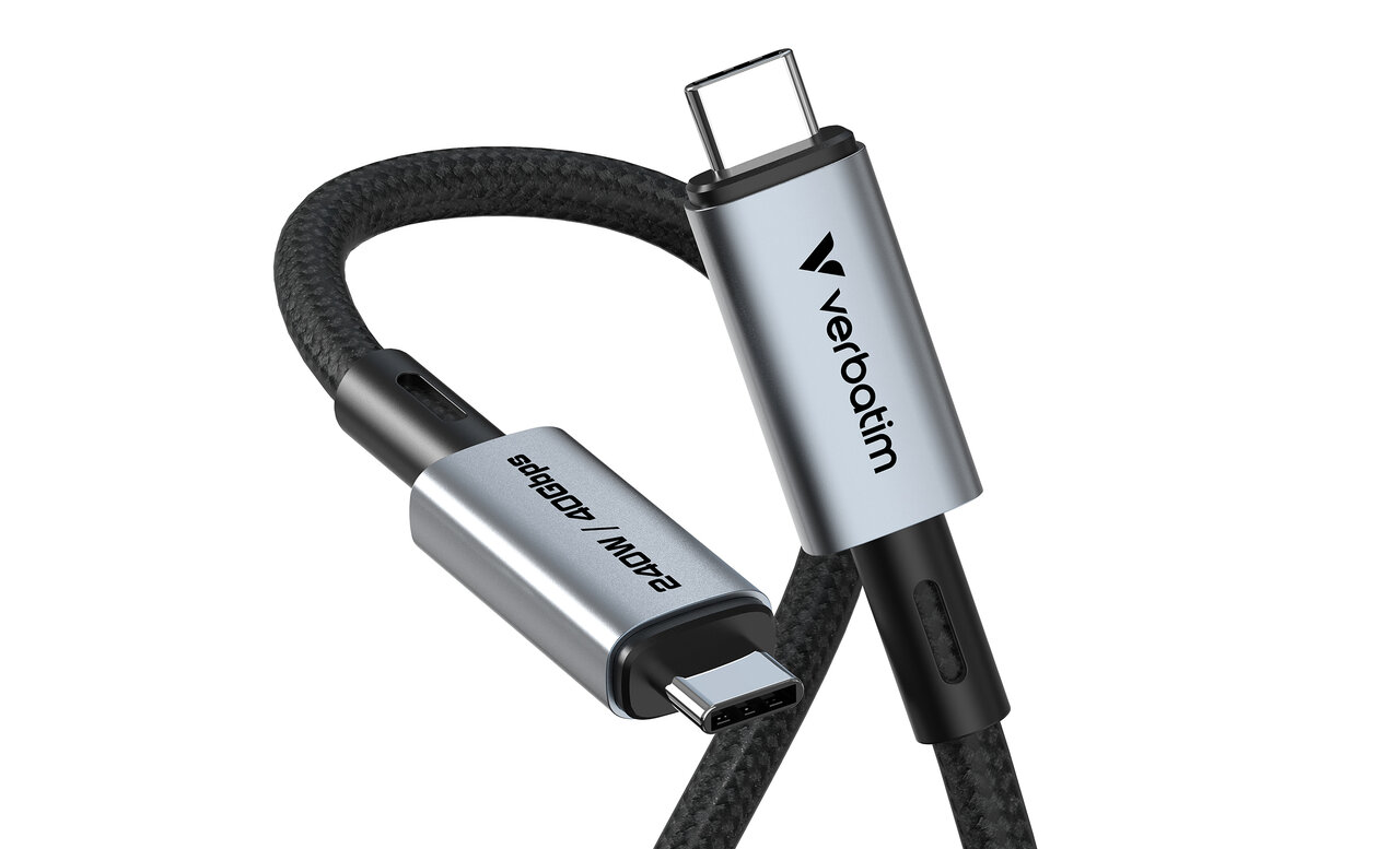 Cable showing the USB-C connectors side and end
