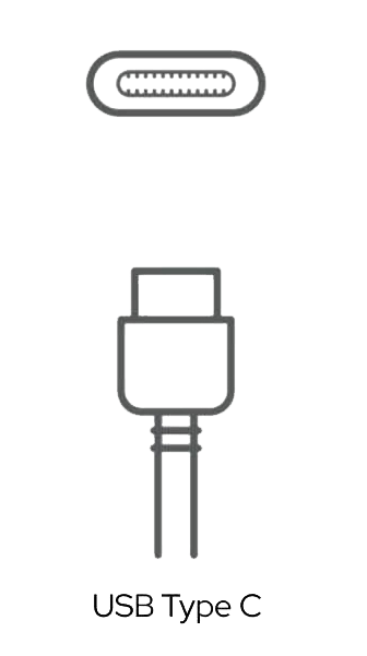 A diagram of the side and end of a usb-c connector