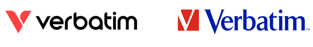 Verbatim new and old logos side by side