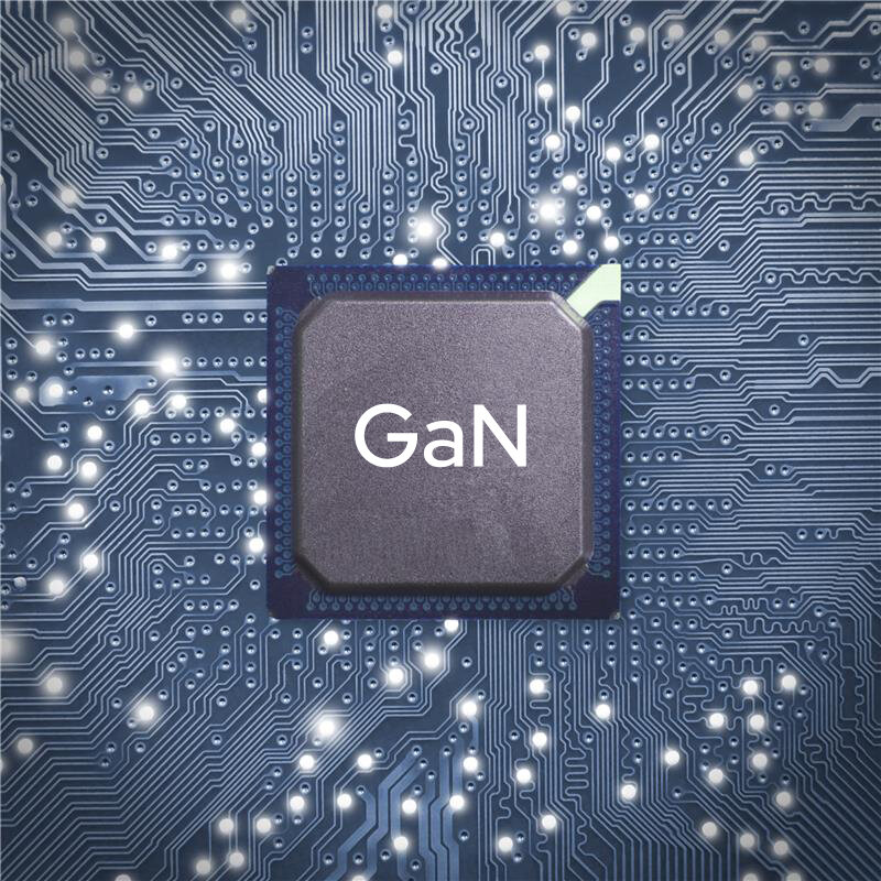 Microchip graphic with GaN in the centre
