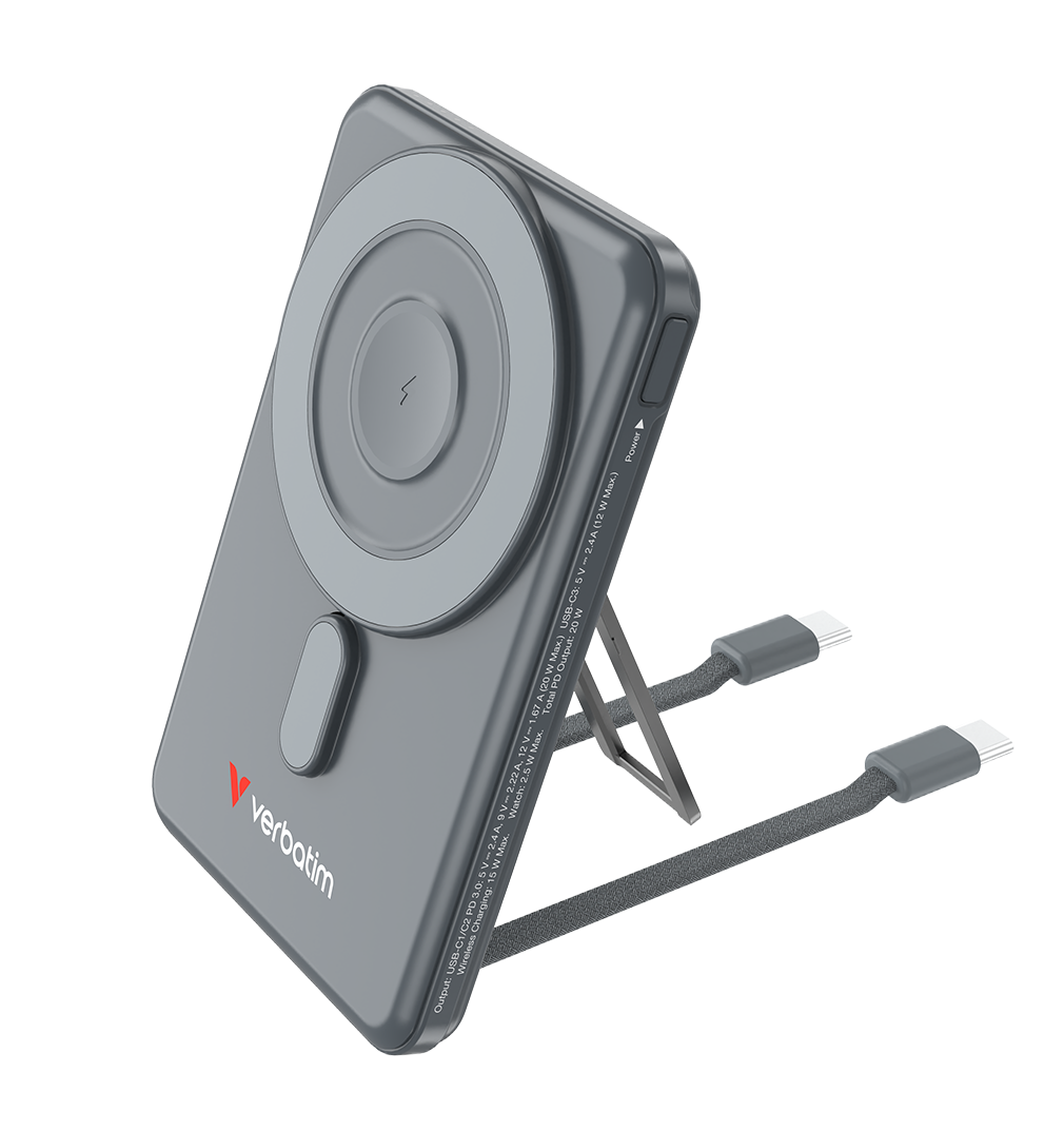Charge 'n' Go Magnetic Wireless Power Bank with Two Cables 5,000mAh Gold