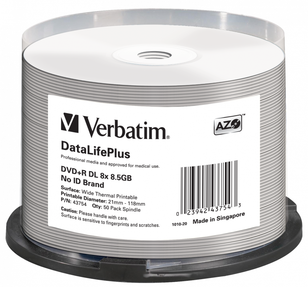 DVD+R DL 8x DataLifePlus Wide Thermal Printable 50pk Spindle ‑ No ID Brand