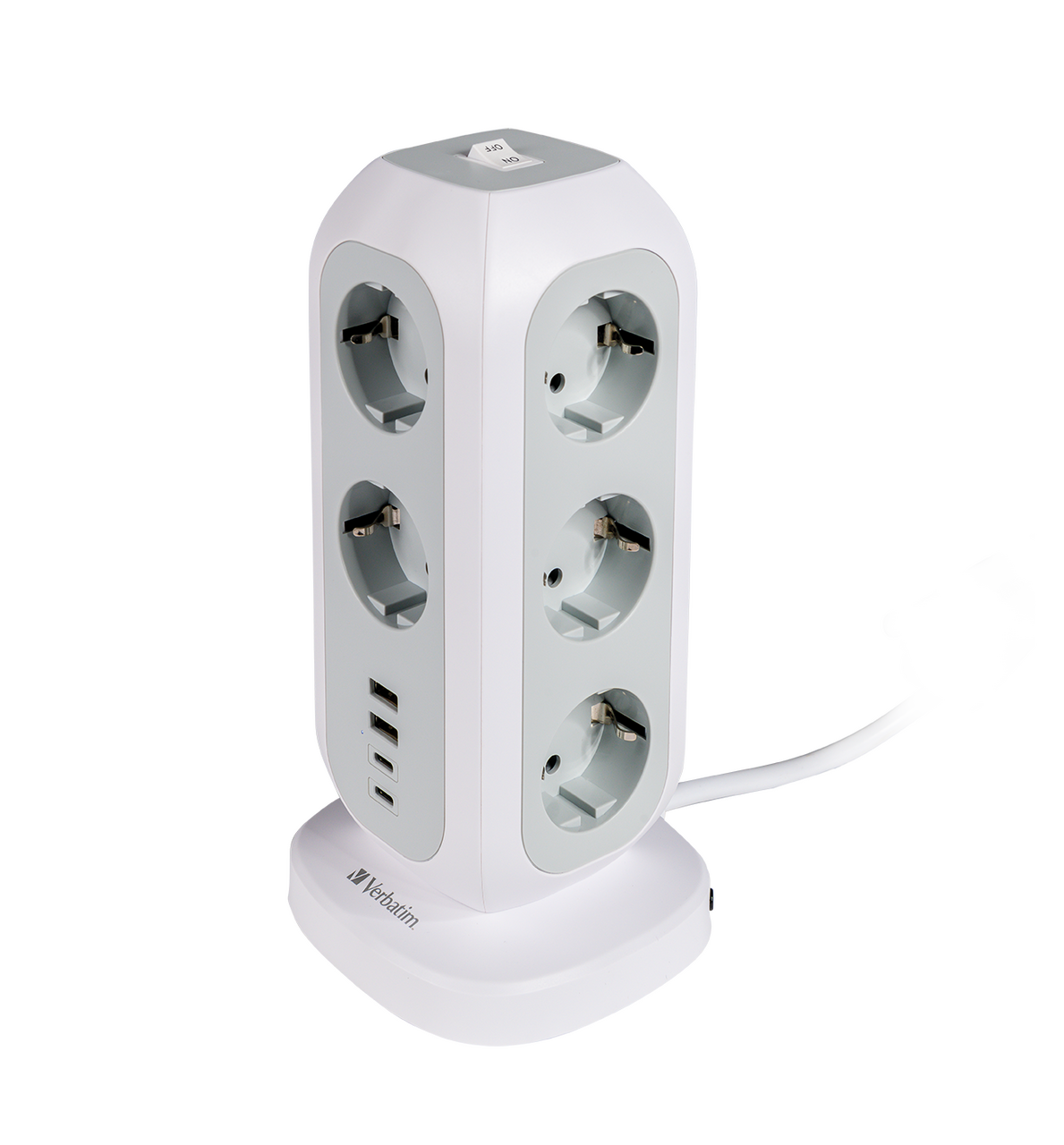 EU Multi Plug Power Tower with 11 AC outlets, 2 x USB‑C, 2 x USB‑A ports