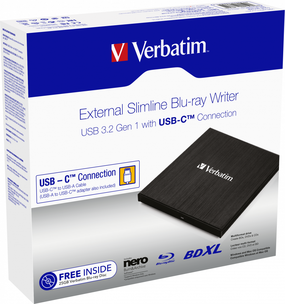 External Slimline USB‑C Blu‑ray Writer