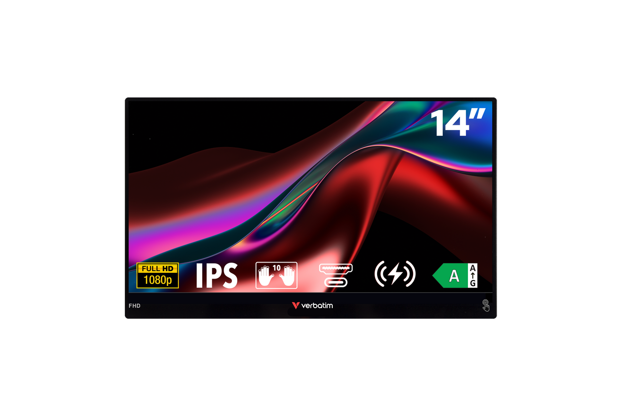 Portable Touchscreen Monitor Light 14" Full HD 1080p & Wireless Power Supply