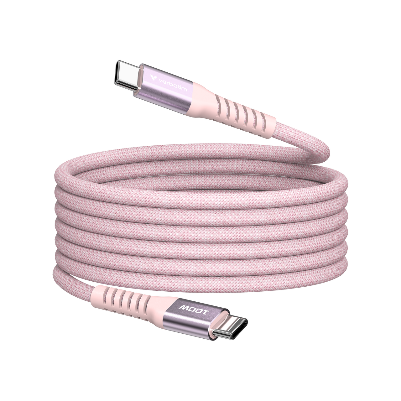 Sync & Charge USB-C to USB-C 100W Magnetic Cable - 120cm Pink
