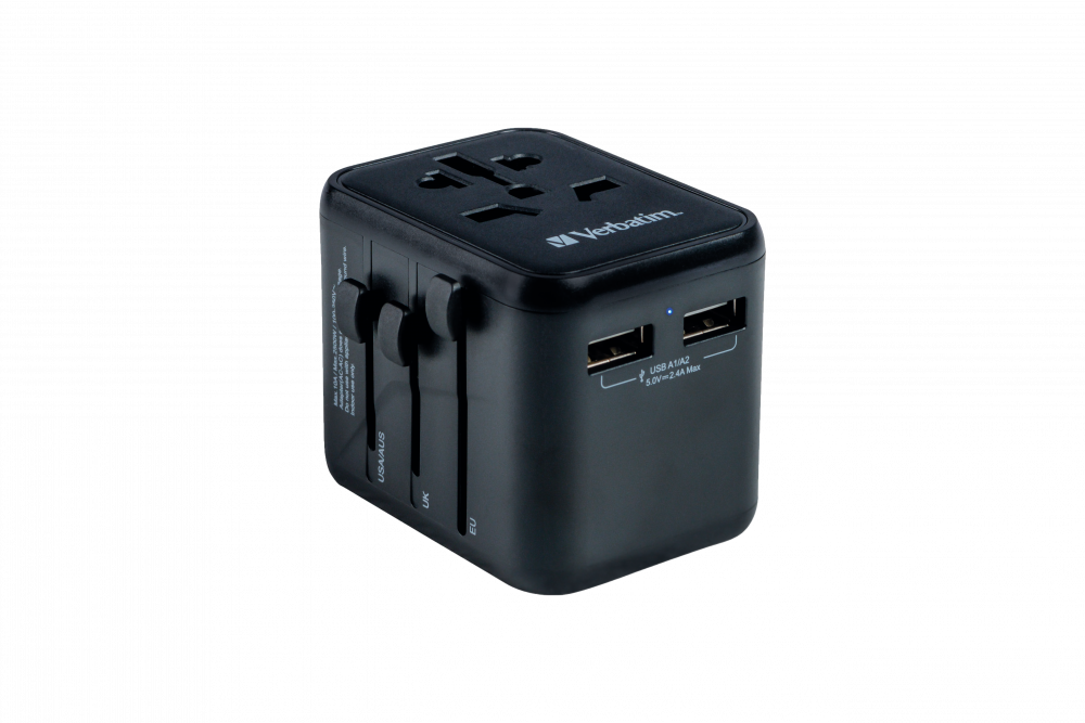 Universal Travel Adapter with 2 x USB‑A ports