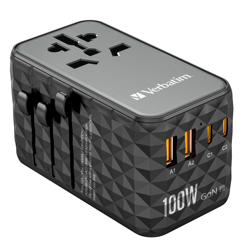 GaN III Universal Travel Adapter UTA-06 with 2 x USB-C PD & QC 4+ & 2 x USB-A QC 3.0 ports